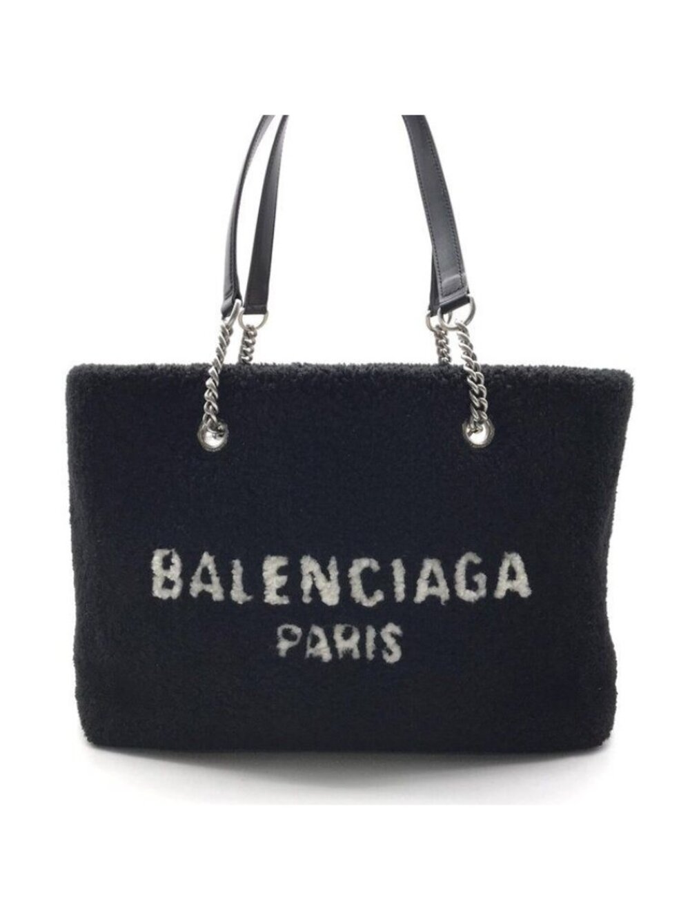 Balenciaga Tote Duty Chain Shearling Black